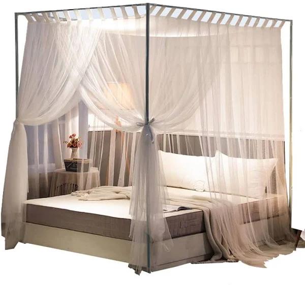 Mengersi Canopy Bed Curtains Bed Canopy Bed Frame Canopies Bed Net,Bedroom Decoration Accessories(Full,White)