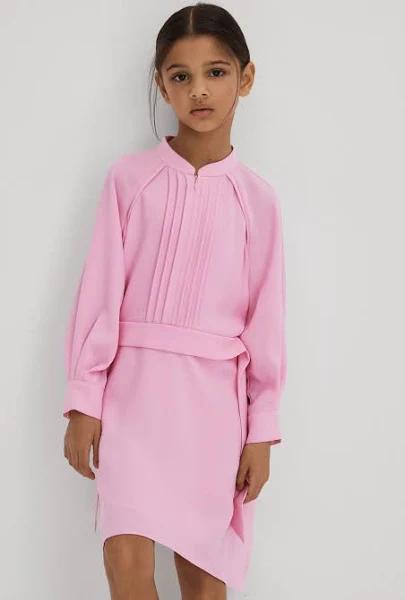 Reiss Erica - Pink Junior Zip Front Asymmetric Dress, 122-128cm