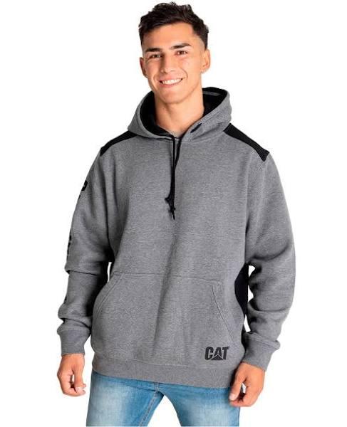 Caterpillar Logo Panel Hooded Sweatshirt, Dark Heather Grey, Large