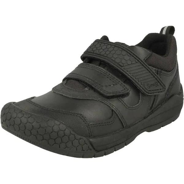 Start-Rite Strike Boys Leather Touch Fasten School Shoes Black: UK 7 (