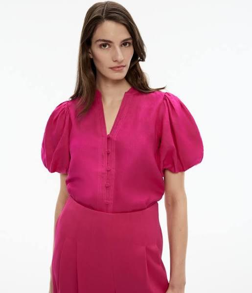 Witchery Hemp Puff Sleeve Blouse in Dahlia Pink 12