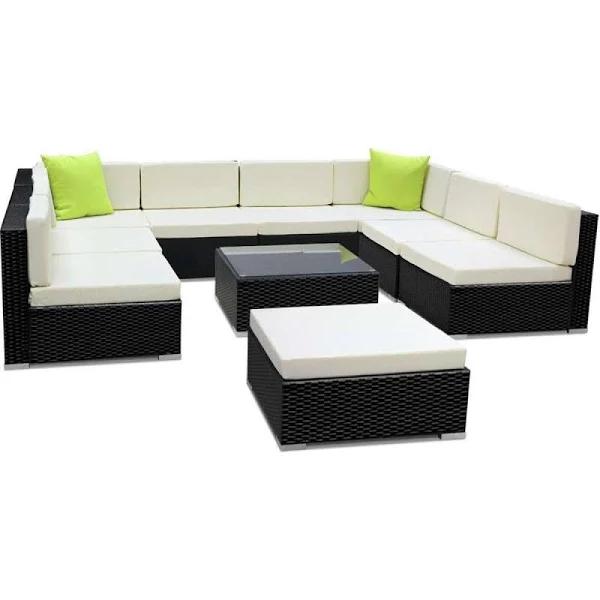 Gardeon 10pc Sofa Set with Storage Cover Outdoor Furniture Wicker