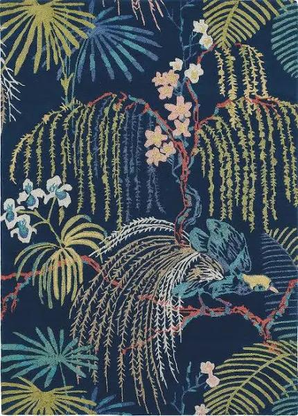 Sanderson Rain Forest Tropical Night Rug Blue 280X200CM