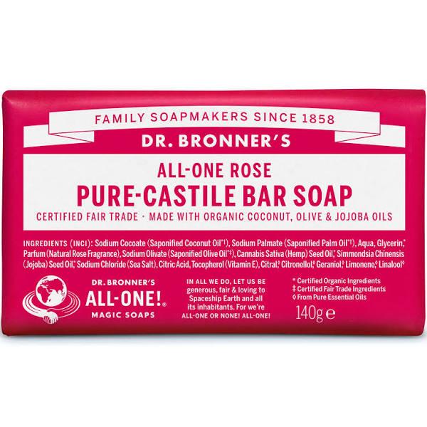 Dr. Bronner's Pure Castile Soap Bar 140 g, Rose