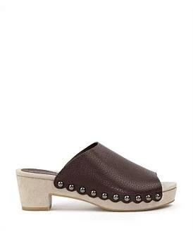 David Jones Edward Meller Inara65 Studded Slide On Unit in Brown, Size 37 EU