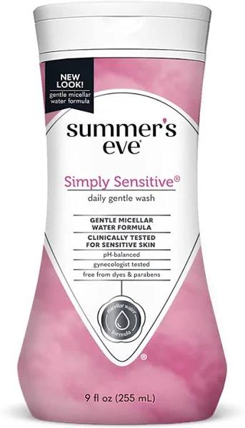 Summer's Eve Simply Sensitive Cleansing Wash, for Sensitive Skin, 5 in 1 - 9 fl oz