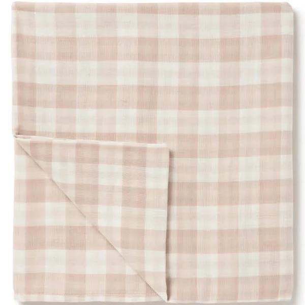 Aster & Oak Taupe Gingham Muslin Wrap - Taupe / O/S