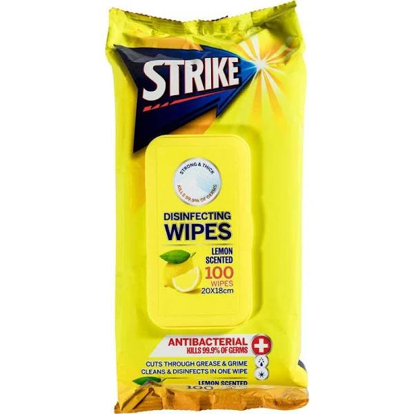 Strike Disinfectant Wipes 100 Pack - Lemon