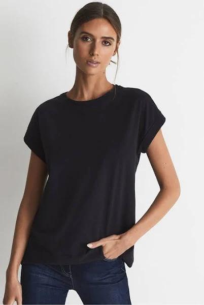 Reiss Tereza - Navy Cotton-Jersey Crew Neck T-Shirt, S