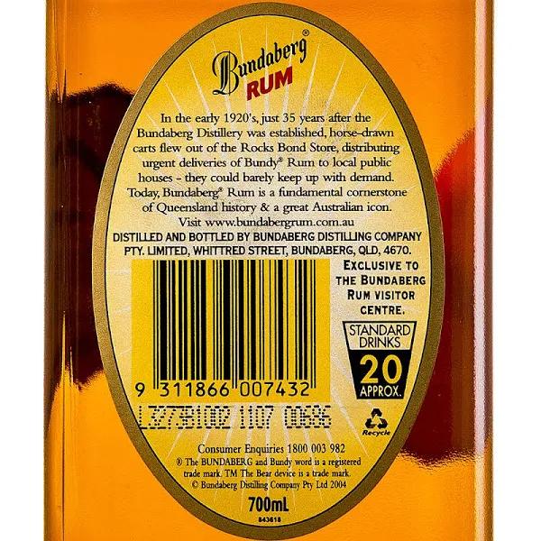 Bundaberg Rum Original 700ml Bottle