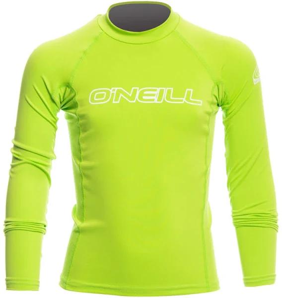 O'Neill Youth Basic Skins UPF 50+ Short Sleeve Rash Guard, Lime, 14