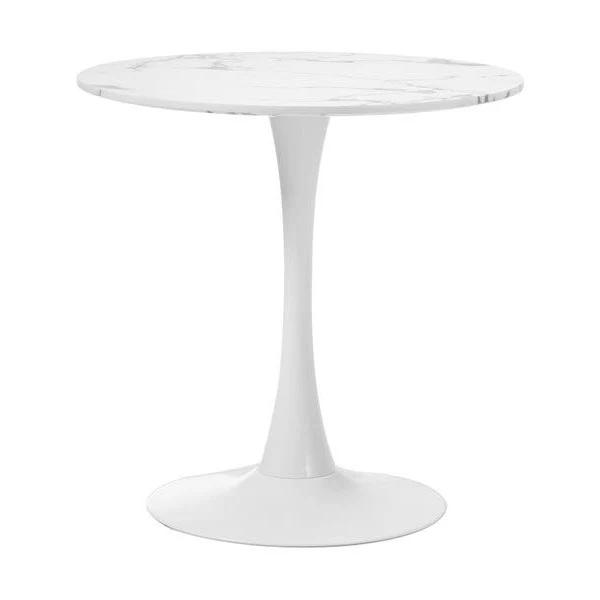 Oikiture 60cm Dining Table Kitchen Marble White