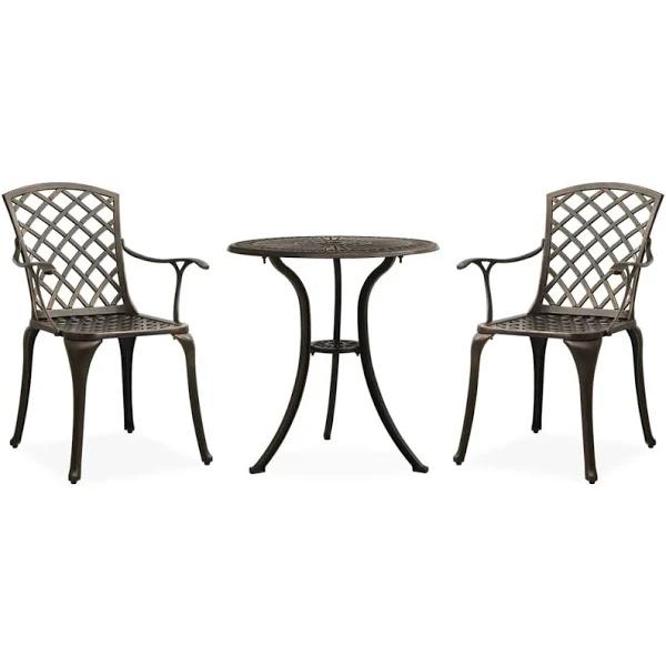 vidaXL 3 Piece Bistro Set Cast Aluminium Bronze