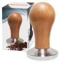 NEOUZA Coffee Machine Espresso Tamper Barista Coffee Powder Bean Press Wooden Handle 304 Stainless Steel Flat Base (51mm)