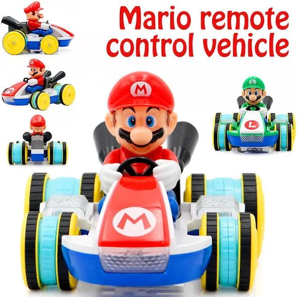 Manchalk Super Mario Bros Kart Remote Control Electric Car Toy For Kids, Mario Luigi Led Light-up Music Kart Car Toys Fans Gift Red