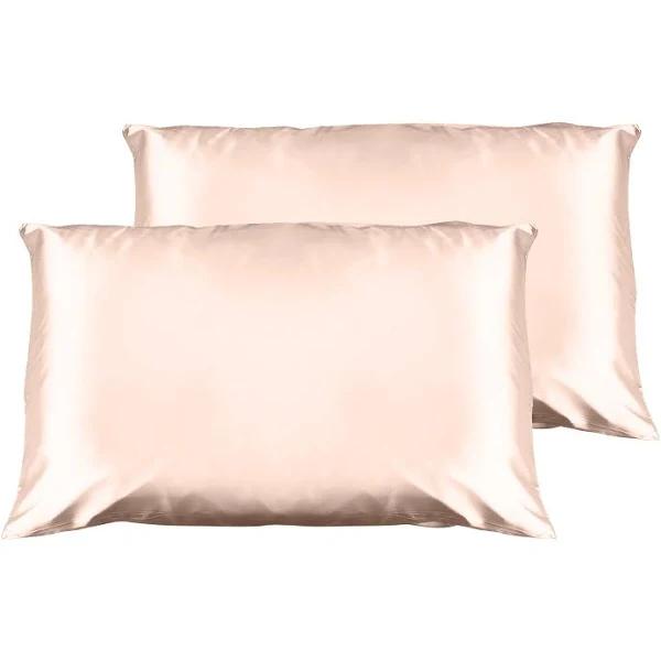 Casa Decor Luxury Satin Pillowcase Twin Pack Size With Gift Box Luxury - Champagne Pink