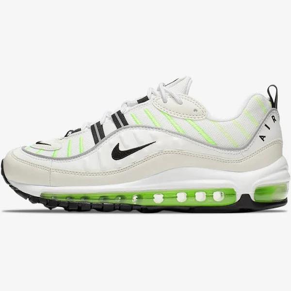 Nike White and Green Air Max 98 Sneakers