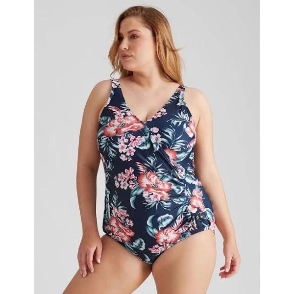 Autograph - Plus Size - Womens Swimwear - Cross Over Ruched Swimsuit