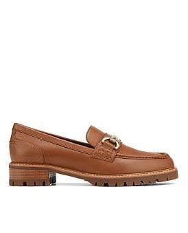 David Jones Wittner Emmie Leather Loafer in Dark Cognac, Size 35 EU