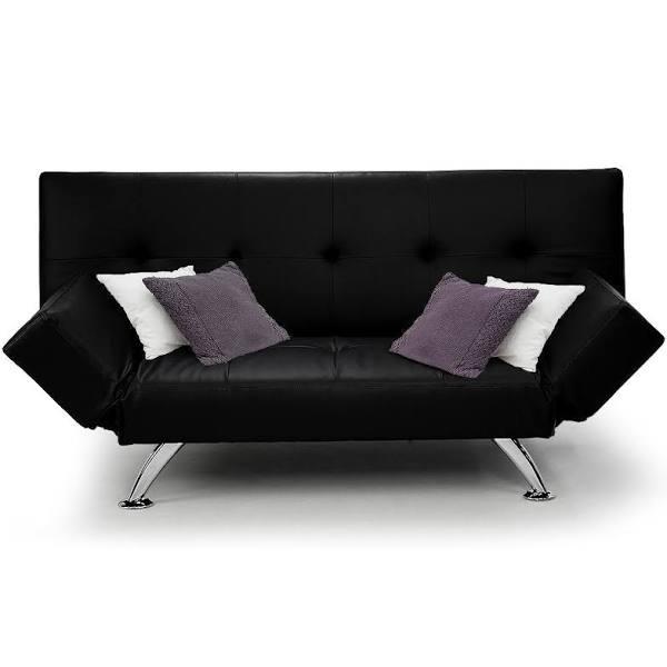 Sarantino 3 Seater Faux Leather Sofa Bed Lounge - Black