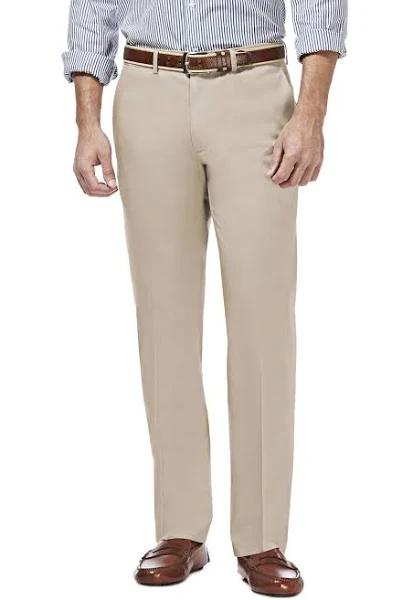 Haggar Men's Premium No Iron Khaki Slim Fit Flat Front Casual Pant