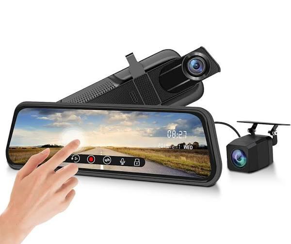 Elinz 10" Rearview Mirror 1080P Full Touch Screen Car Dual Dash Cam Reversing Camera Recorder Hardwire Kit - AfterPay & zipPay Available