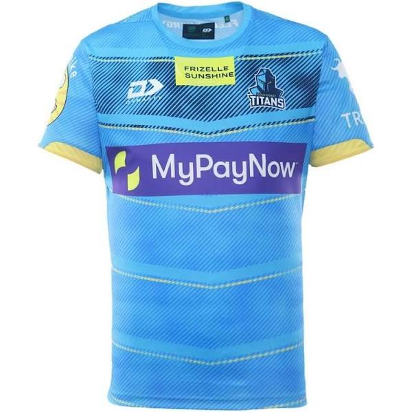 NRL 2023 Training Tee Shirt - Gold Coast Titans - Adult - Cyan - Dynasty