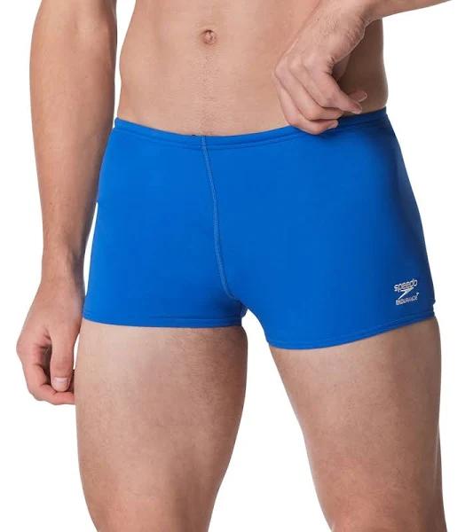 Speedo Men's Solid Endurance+ Square Leg Swimsuit - Blue | Polyester/Pbt - Swimoutlet.com