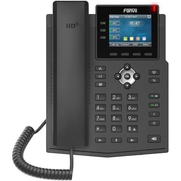 Fanvil X3U Pro Enterprise IP Phone - 2.8' Colour Screen, 3 Lines, No DSS Buttons, Dual Gigabit NIC -