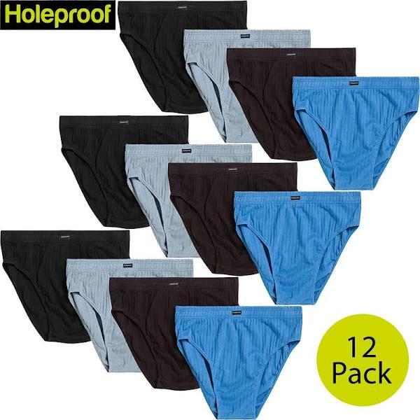 12 Pack Holeproof Mens Cotton Briefs Undies Underwear Black Blue Brown