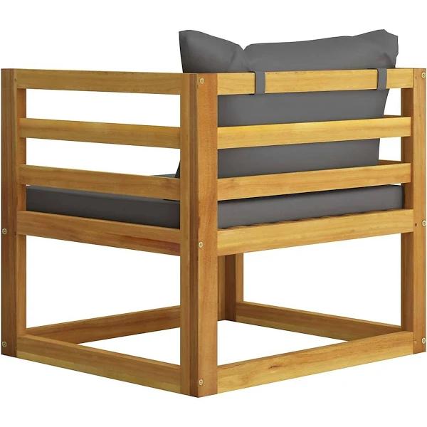 vidaXL Garden Chair With Dark Grey Cushions Solid Acacia Wood