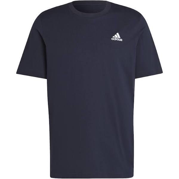 Adidas Essentials Embroidered Small Logo Short Sleeve T-Shirt Dark Blue White - XS