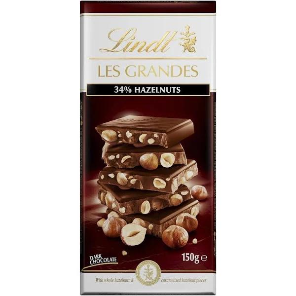 Lindt Les Grandes Dark Chocolate & Hazelnut Block 150g