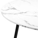 Oikiture 110cm Dining Table Round Wooden Table with Marble Effect Metal Legs White