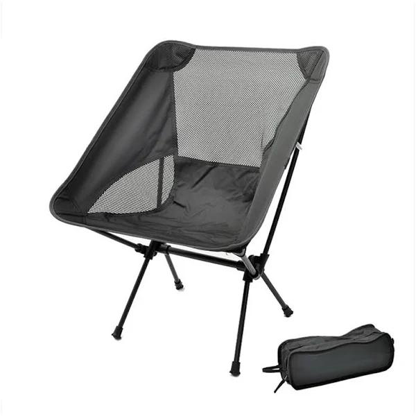 Outdoor Folding Portable Lightweight Camping Chair Fishing Hiking Seat + Bag - Black - AfterPay & zipPay Available