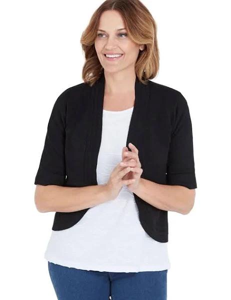 Millers Elbow Sleeve Crop Cardigan - Size L - Womens - Black