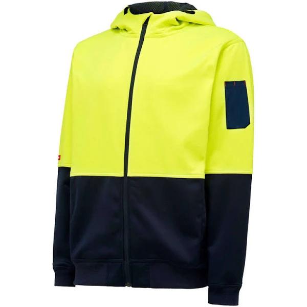 Hard Yakka - Hi Vis 2Tone Brushed Fleece Full Zip Hoodie - Yellow/Navy - 2XL