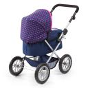 Bayer Trendy Doll Pram Dark Blue With Pink Hearts & Unicorn