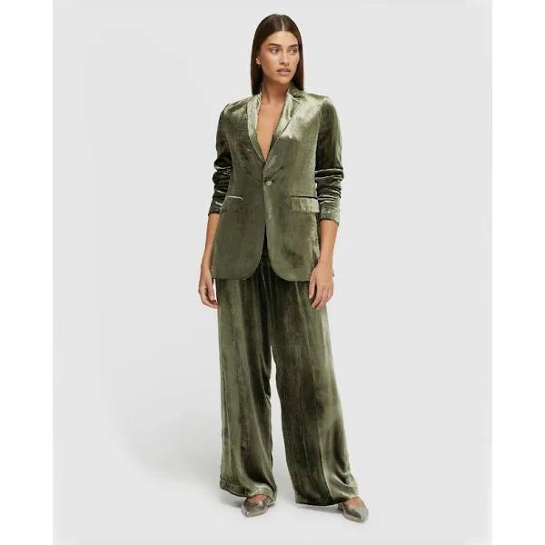 Oxford Lola Silky Velvet Jacket in Olive Green 6