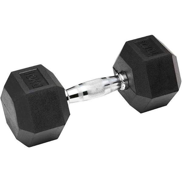 Celsius 10kg Rubber Hex Dumbbell 1 Piece