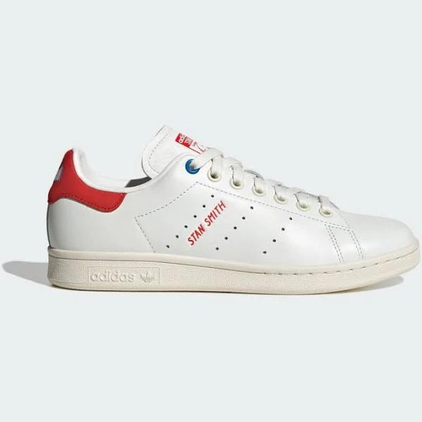 adidas-Stan Smith Shoes-Women-Core White / Red / Bright Blue-8.5