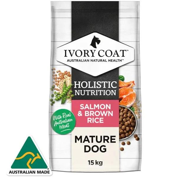 Ivory Coat Mature Adult Salmon & Brown Rice Dry Dog Food - 15kg