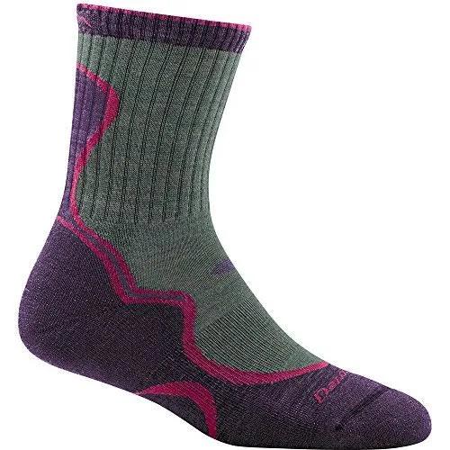 Darn Tough Light Hiker Micro Crew Light Cushion Socks - Women&s Moss/Eggplant Small