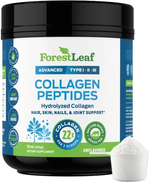 ForestLeaf Advanced Hydrolyzed Collagen Peptides - Unflavored Protein Powder - Mixes Into Drinks and Food - Pasture Raised, Grass Fed - for Paleo