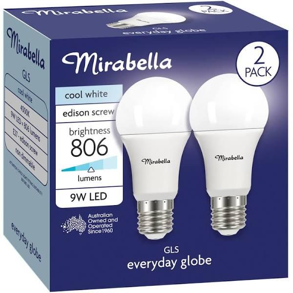 Mirabella LED GLS ES 9W 806lum 4000K Cool White 2 Pack