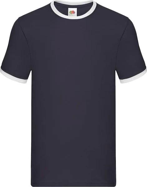 Fruit of The Loom Mens Ringer Contrast T-Shirt Navy/White XXL Cotton Mens T-Shirt