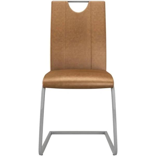 vidaXL Dining Chairs 2 Pcs Brown Faux Leather