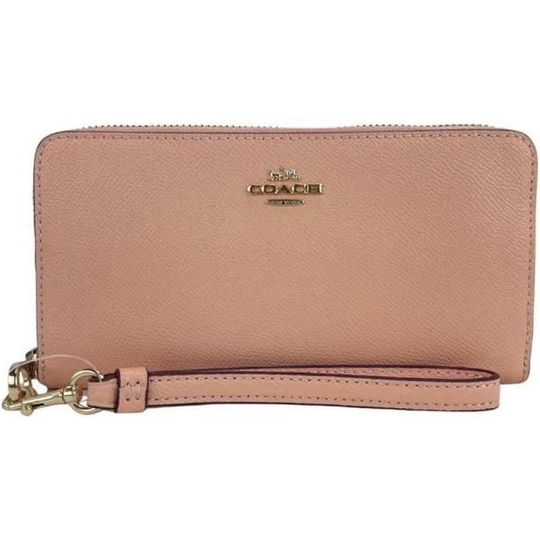 Coach (C3441) Long Faded Blush Crossgrain Leather Zip Around Wristlet Wallet