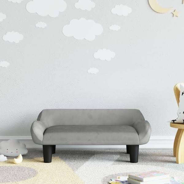 Kids Sofa Light Grey 70x40x24 cm Velvet vidaXL