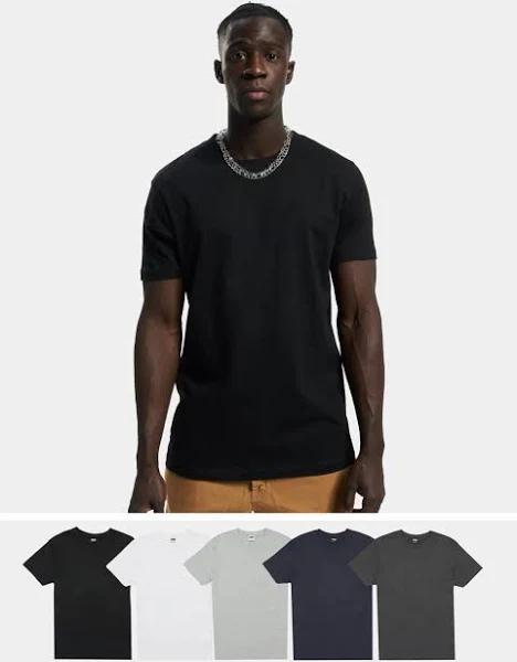 Urban Classics - Basic Pack of 6 Blk/Blk/Wht/Nvy/Hthrgry/Chrcl - T-Shirt - Black - XL - 100% Cotton,Jersey